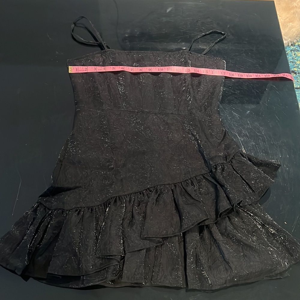 NET TOPSHOP ruffle textured black dress 8 - Picture 6 of 10